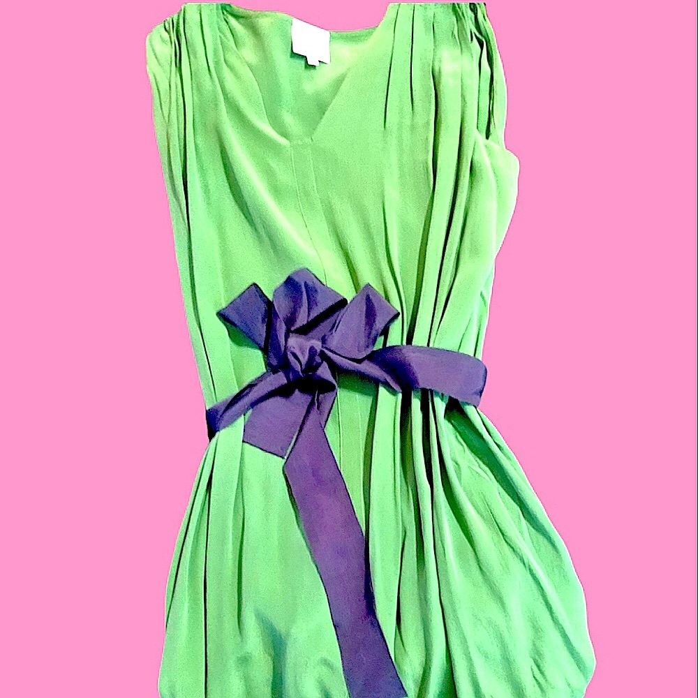 Laurel 💚 Green Silk 💚 High/Low 💚 Sleeveless Dress💚